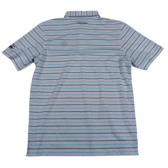 Straight Down Mens Blue Striped EMBROIDERED Golf Polo Shirt Bear Lake Small - Picture 7 of 7